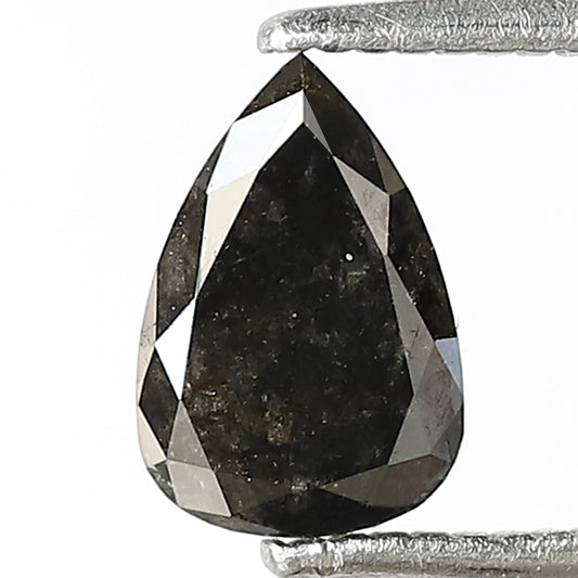 0.87 CT Natural Conflict Free Pear Shape Diamond, 7.50 x 5.10 mm Gray Black Salt and Pepper Diamond For Making Pear Wedding Ring