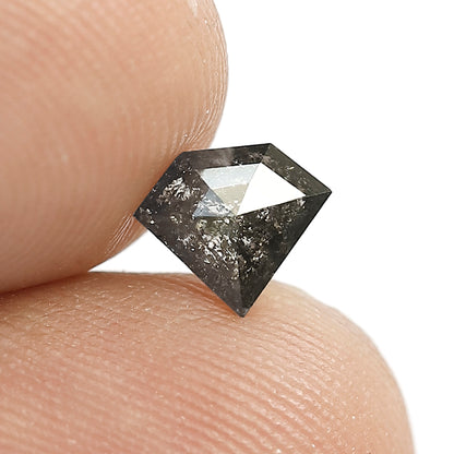 0.63 Ct Geometric Cut Salt and Pepper Diamond | Natural Gray Black Loose Diamond 6.00 x 7.00 mm | Earth Mined Wedding Band Stone