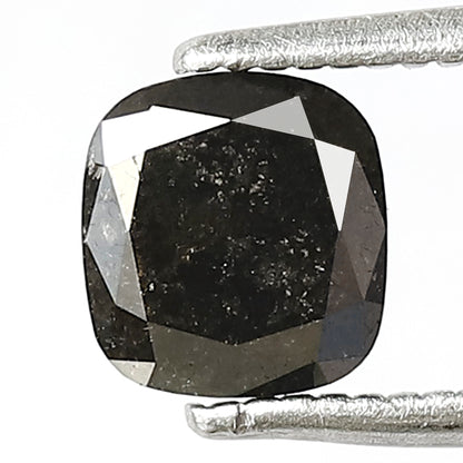0.86 CT Cushion cut Salt and Pepper Loose Diamond, 5.70 mm Natural Gray Black Loose Diamond For Wedding Jewelry