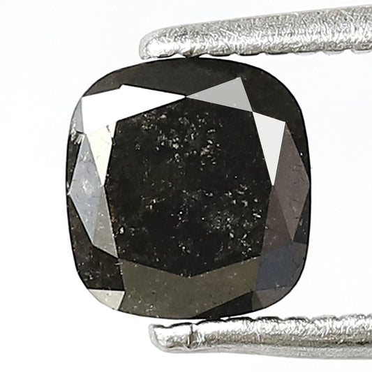 0.86 CT Cushion cut Salt and Pepper Loose Diamond, 5.70 mm Natural Gray Black Loose Diamond For Wedding Jewelry