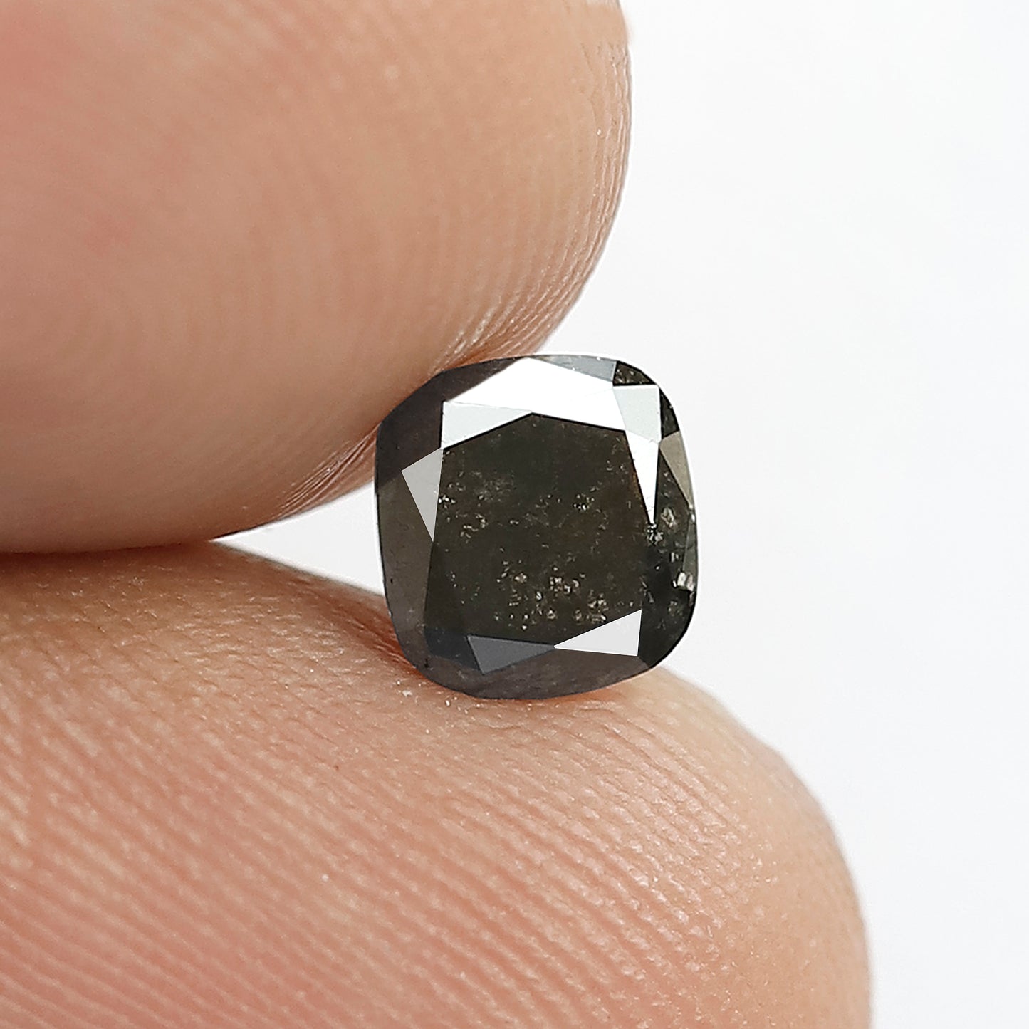 0.86 CT Cushion cut Salt and Pepper Loose Diamond, 5.70 mm Natural Gray Black Loose Diamond For Wedding Jewelry