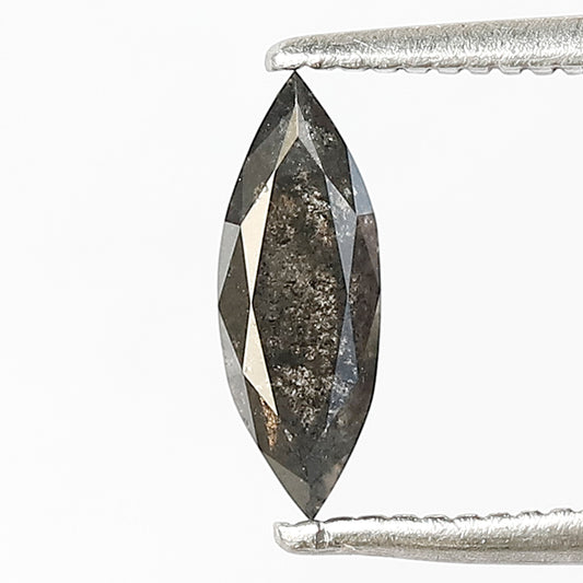 0.56 Ct Marquise Cut Salt and Pepper Diamond | Natural Translucent Loose Diamond | Earth Mined Bridal Ring Stone
