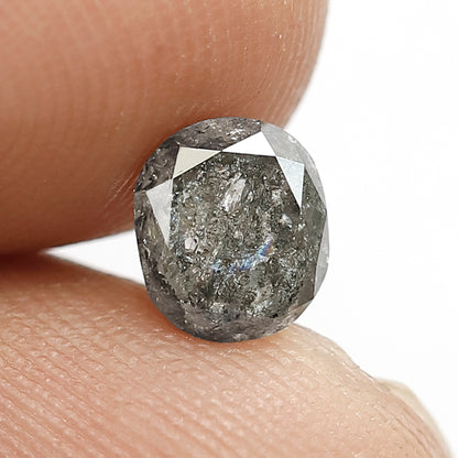 Natural Oval Cut Gray Black Diamond 0.94 Ct | Salt and Pepper Loose Diamond | Ethical Diamond for Custom Engagement Ring