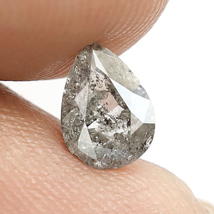 0.76 CT Translucent Pear Shape Natural Diamond, 7.00 x 5.00 mm Gray Black Salt and Pepper Diamond