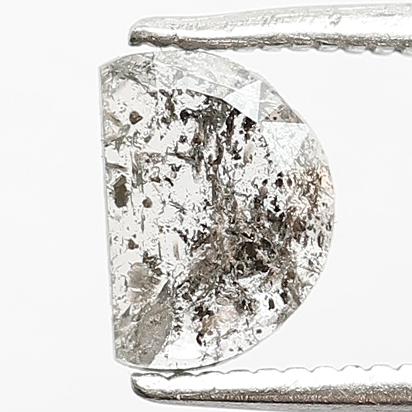 0.53 Ct Half Moon Salt and Pepper Diamond | Natural Gray Black Translucent Diamond | Conflict Free Stone for Custom Jewelry