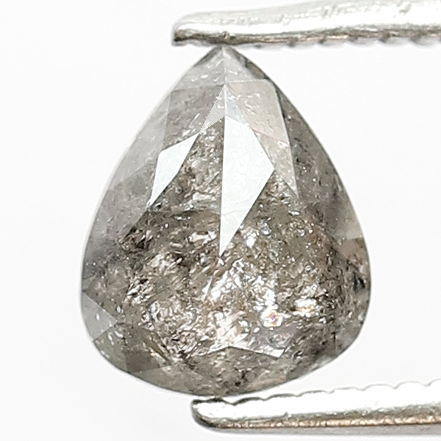 0.91 CT Pear Shape Natural Loose Ethical Diamond, 7.00 mm Gray Black Salt and Pepper Diamond For Proposal Ring