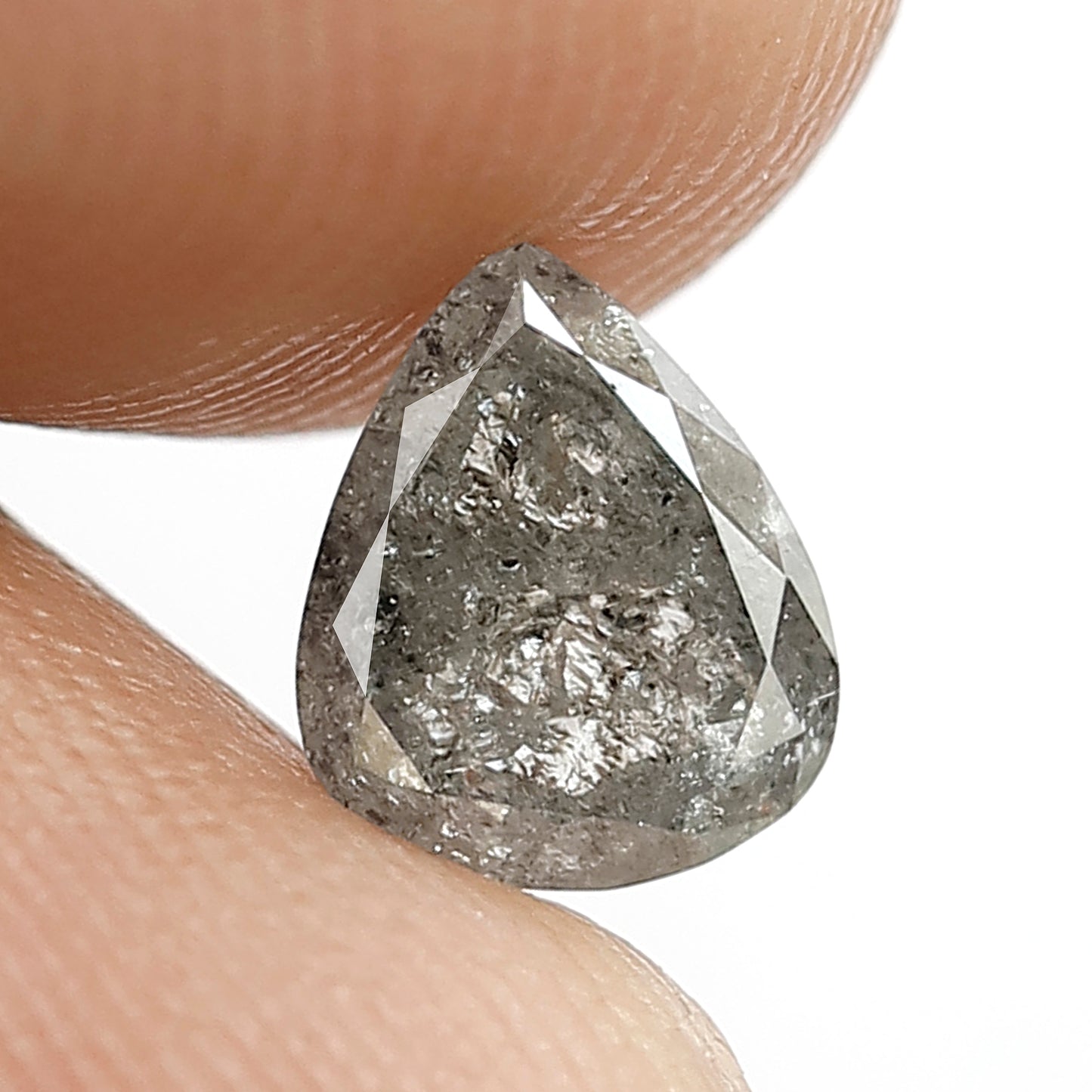 0.91 CT Pear Shape Natural Loose Ethical Diamond, 7.00 mm Gray Black Salt and Pepper Diamond For Proposal Ring