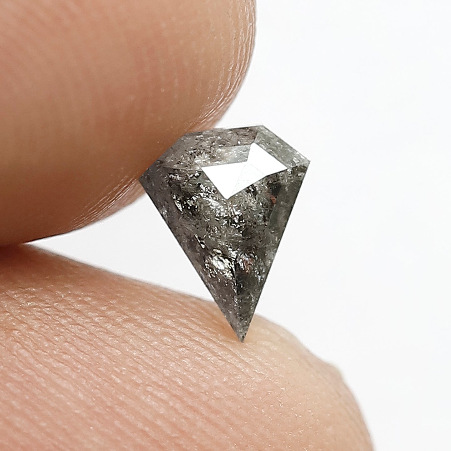0.62 CT Natural Gray Black Loose Ethical Diamond, 7.00 x 5.60 mm Geometric cut Salt and Pepper Diamond For Custom Pendant