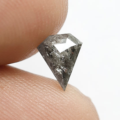 0.62 CT Natural Gray Black Loose Ethical Diamond, 7.00 x 5.60 mm Geometric cut Salt and Pepper Diamond For Custom Pendant