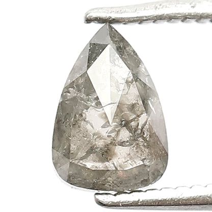 0.96 CT Translucent Pear Shape Natural Diamond, Loose Gray Black Salt and Pepper Diamond For Bridal Jewelry