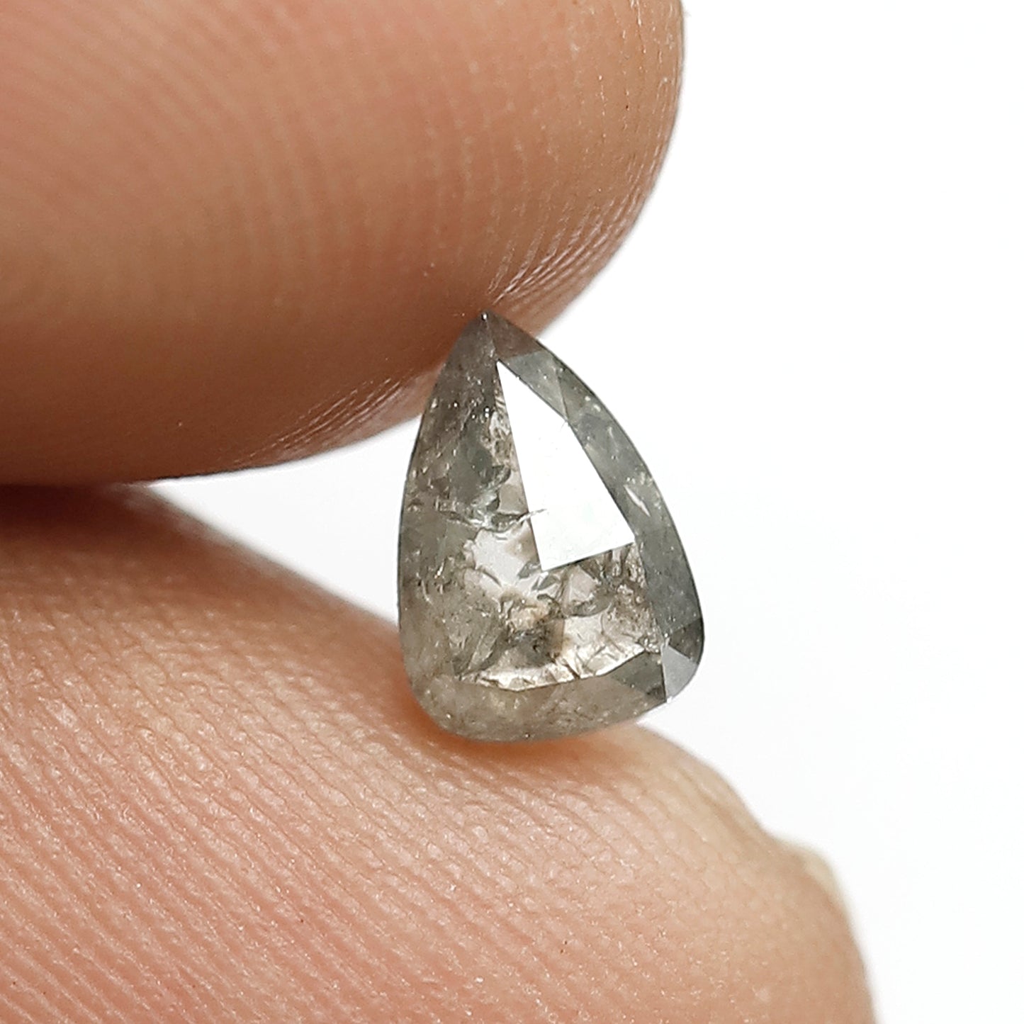 0.96 CT Translucent Pear Shape Natural Diamond, Loose Gray Black Salt and Pepper Diamond For Bridal Jewelry