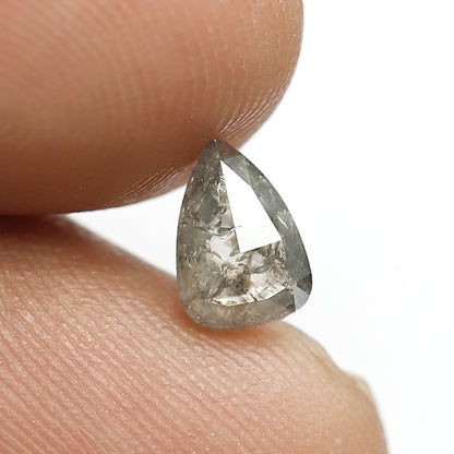 0.96 CT Translucent Pear Shape Natural Diamond, Loose Gray Black Salt and Pepper Diamond For Bridal Jewelry