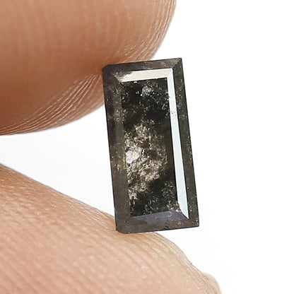 0.75 CT Baguette Shape Salt and Pepper Diamond, 7.60 mm Earth Mined Natural Loose Diamond