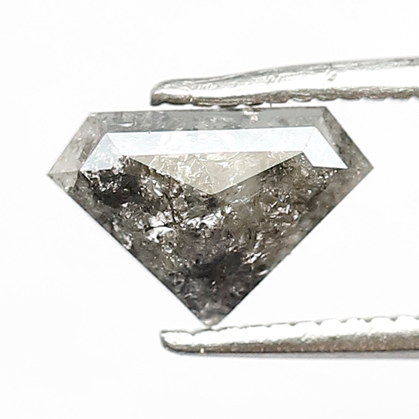 0.72 CT Natural Geometric cut Diamond, 5.50 mm Gray Black Salt and Pepper Ethical Diamond