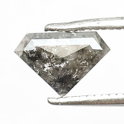 0.72 CT Natural Geometric cut Diamond, 5.50 mm Gray Black Salt and Pepper Ethical Diamond