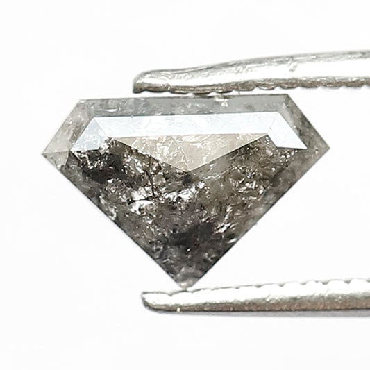0.72 CT Natural Geometric cut Diamond, 5.50 mm Gray Black Salt and Pepper Ethical Diamond