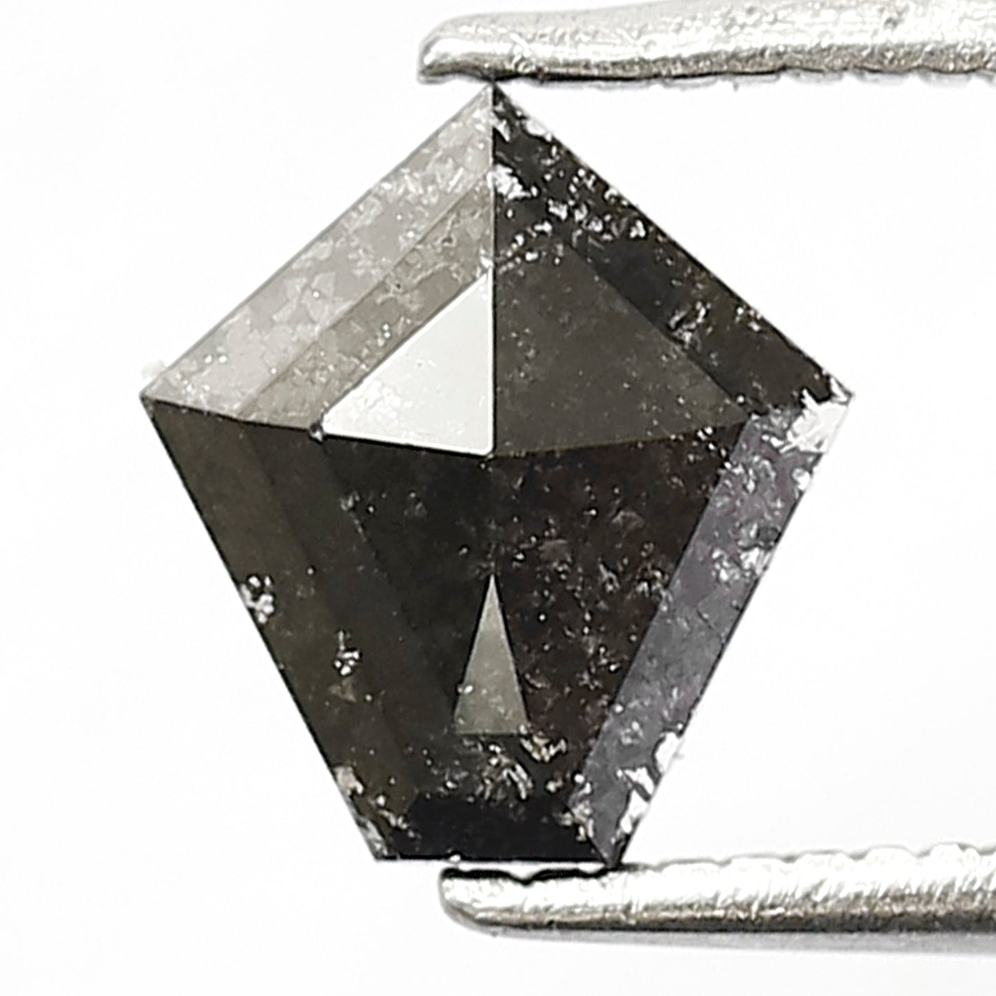 0.58 CT Geometric cut Salt and Pepper Earth Mined Diamond, 7.60 mm Gray Black Loose Diamond For Custom Jewelry