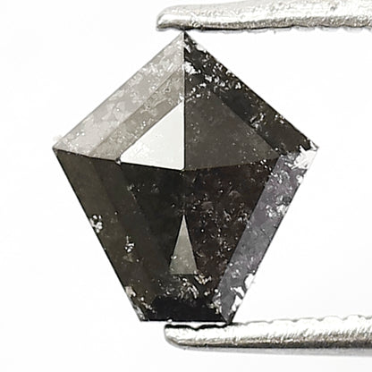 0.58 CT Geometric cut Salt and Pepper Earth Mined Diamond, 7.60 mm Gray Black Loose Diamond For Custom Jewelry