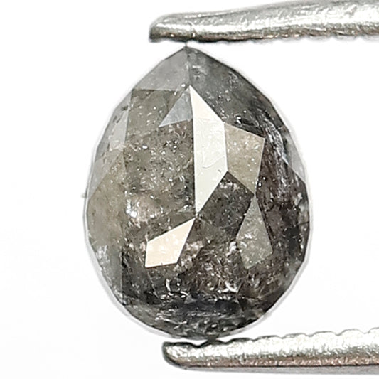 Natural Pear Cut Gray Black Diamond 1.01 Ct | Salt and Pepper Loose Diamond | Earth Mined Stone for Custom Jewelry