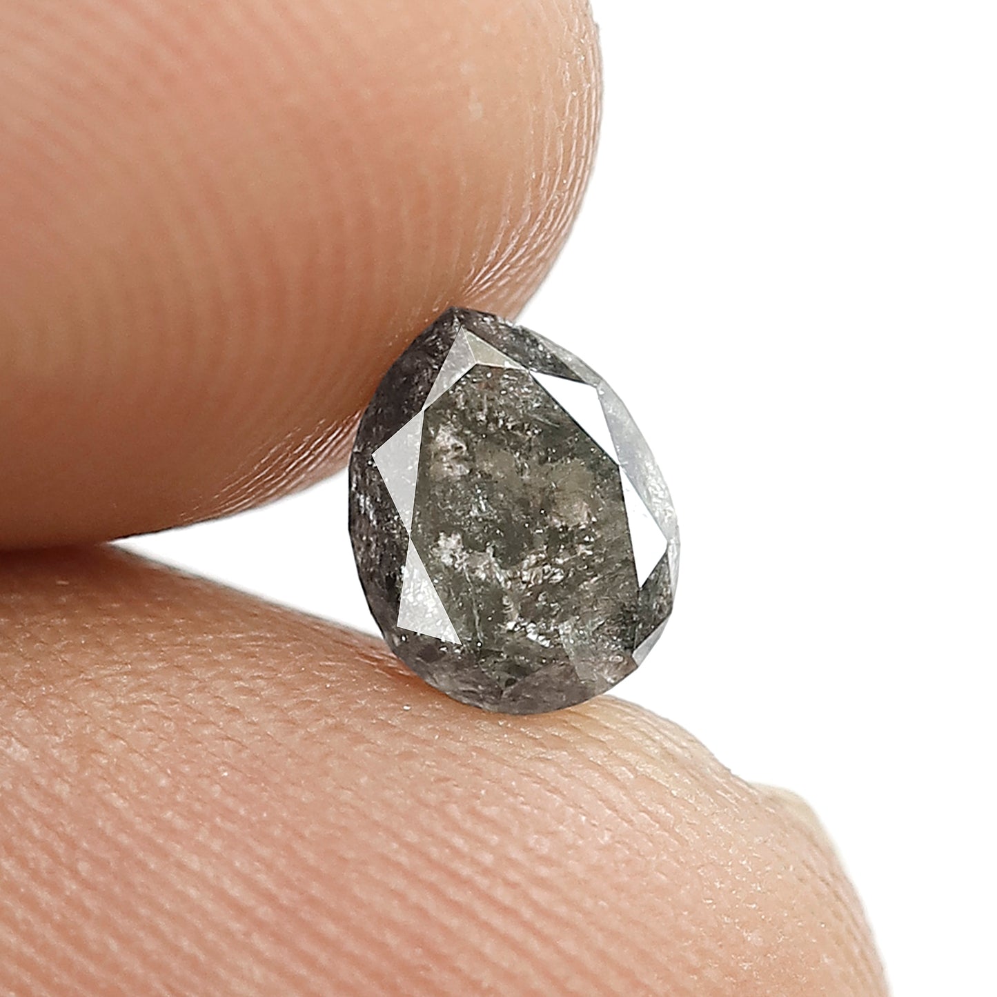 Natural Pear Cut Gray Black Diamond 1.01 Ct | Salt and Pepper Loose Diamond | Earth Mined Stone for Custom Jewelry