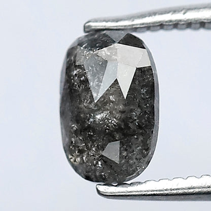 0.71 ct, 7 mm Oval shape salt and pepper diamond galaxy diamond grey black color  oval for unique jewelry pendant