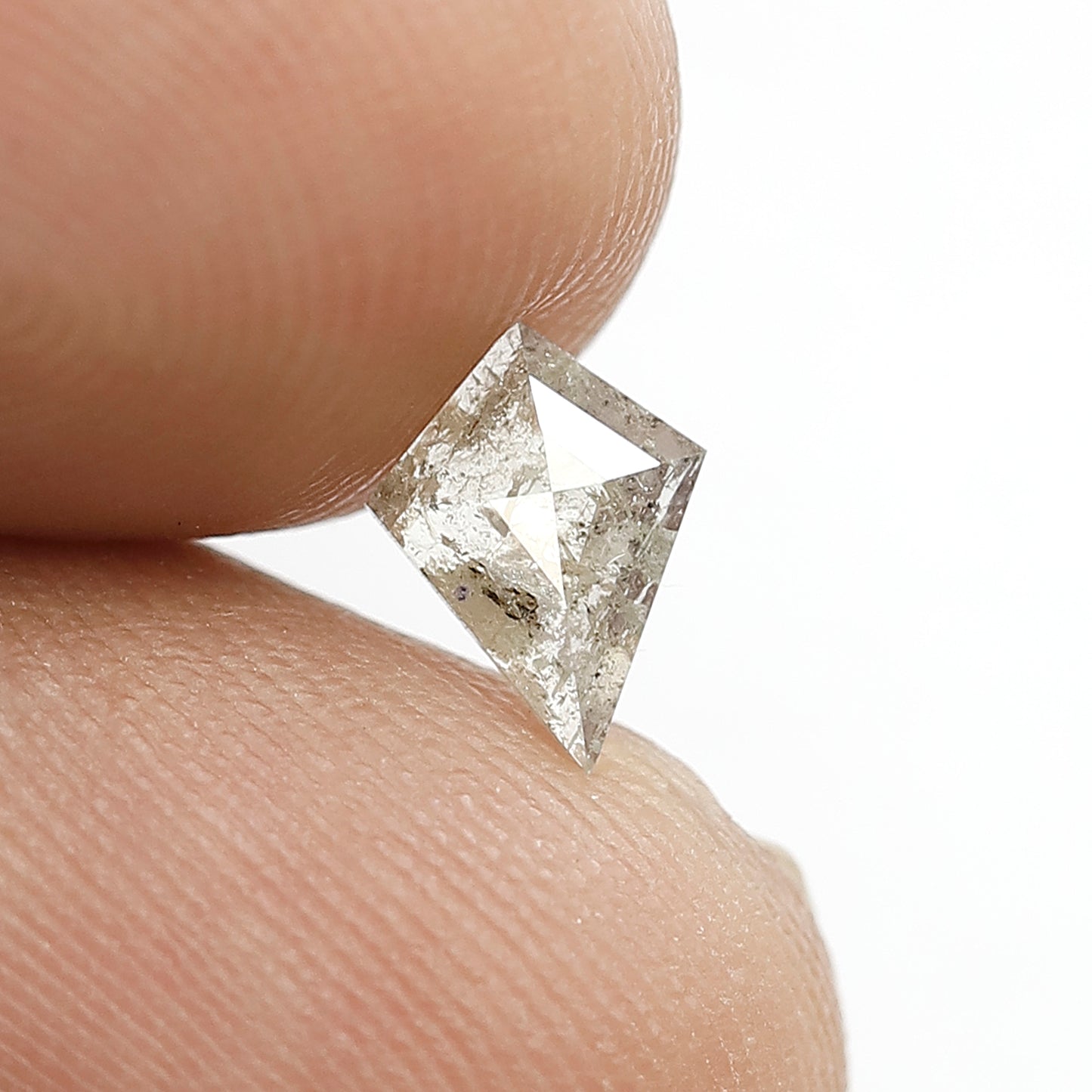 0.43 CT Translucent Kite Shape Natural Diamond, 7.60 x 5.70 mm Grayish Salt and Pepper Diamond For Wedding Band