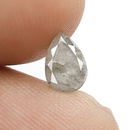 0.65 CT Pear Shape Gray Black Ethical Loose Diamond, Natural Conflict Free Salt and Pepper Diamond