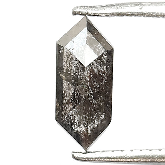 0.73 Ct Elongated Hexagon Salt and Pepper Diamond | Natural Gray Black Loose Diamond | Unique Stone for Ring & Pendant