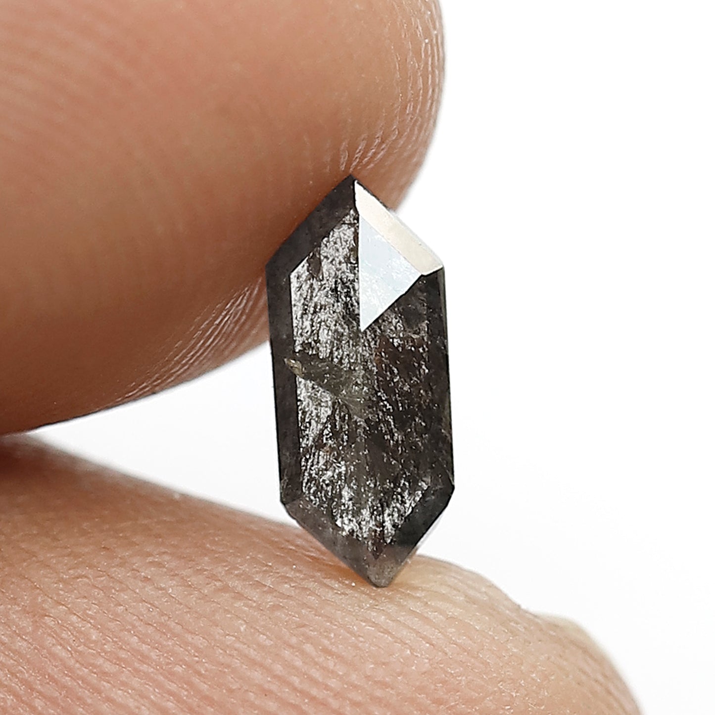 0.73 Ct Elongated Hexagon Salt and Pepper Diamond | Natural Gray Black Loose Diamond | Unique Stone for Ring & Pendant