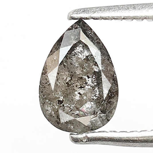 0.72 Ct Pear Shape Loose Diamond | Natural Gray Black Salt and Pepper Diamond | Engagement Ring Stone