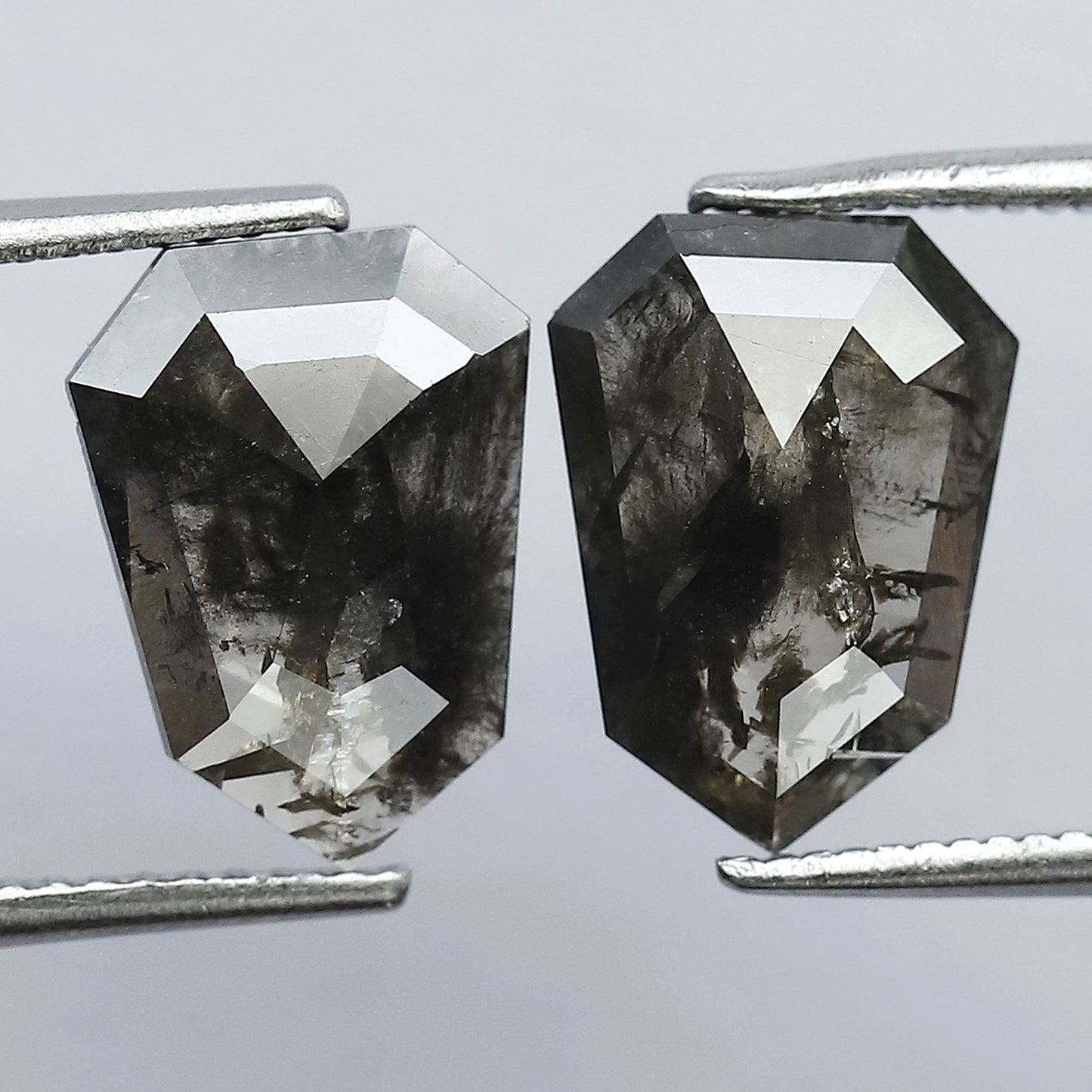 3.31 CT Fancy Brownish Black Geometric Shape Glaring Faceted Flat Back Salt and Pepper Diamond Ideal for Making Vintage Style Earrings
