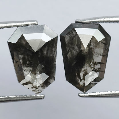 3.31 CT Fancy Brownish Black Geometric Shape Glaring Faceted Flat Back Salt and Pepper Diamond Ideal for Making Vintage Style Earrings