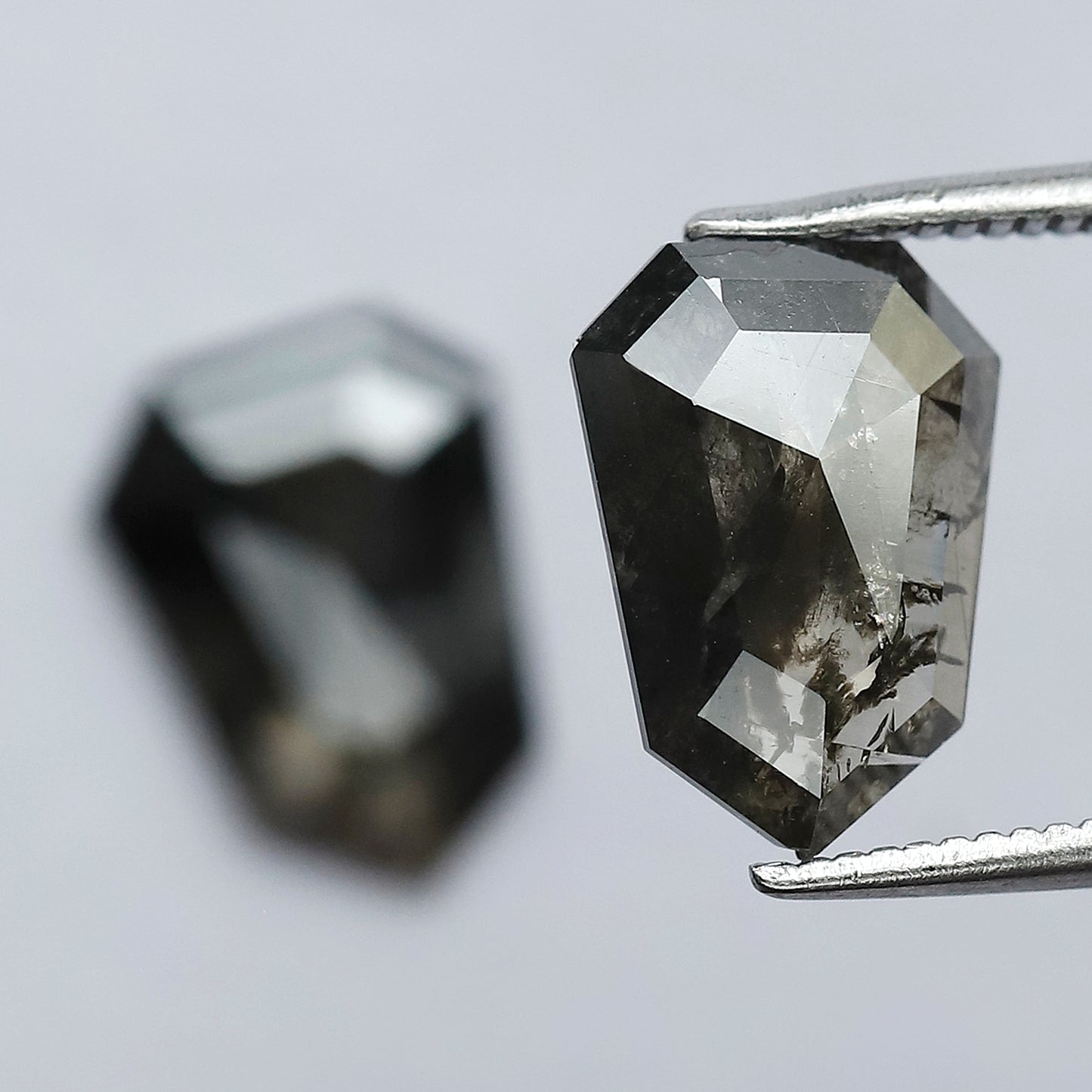 3.31 CT Fancy Brownish Black Geometric Shape Glaring Faceted Flat Back Salt and Pepper Diamond Ideal for Making Vintage Style Earrings