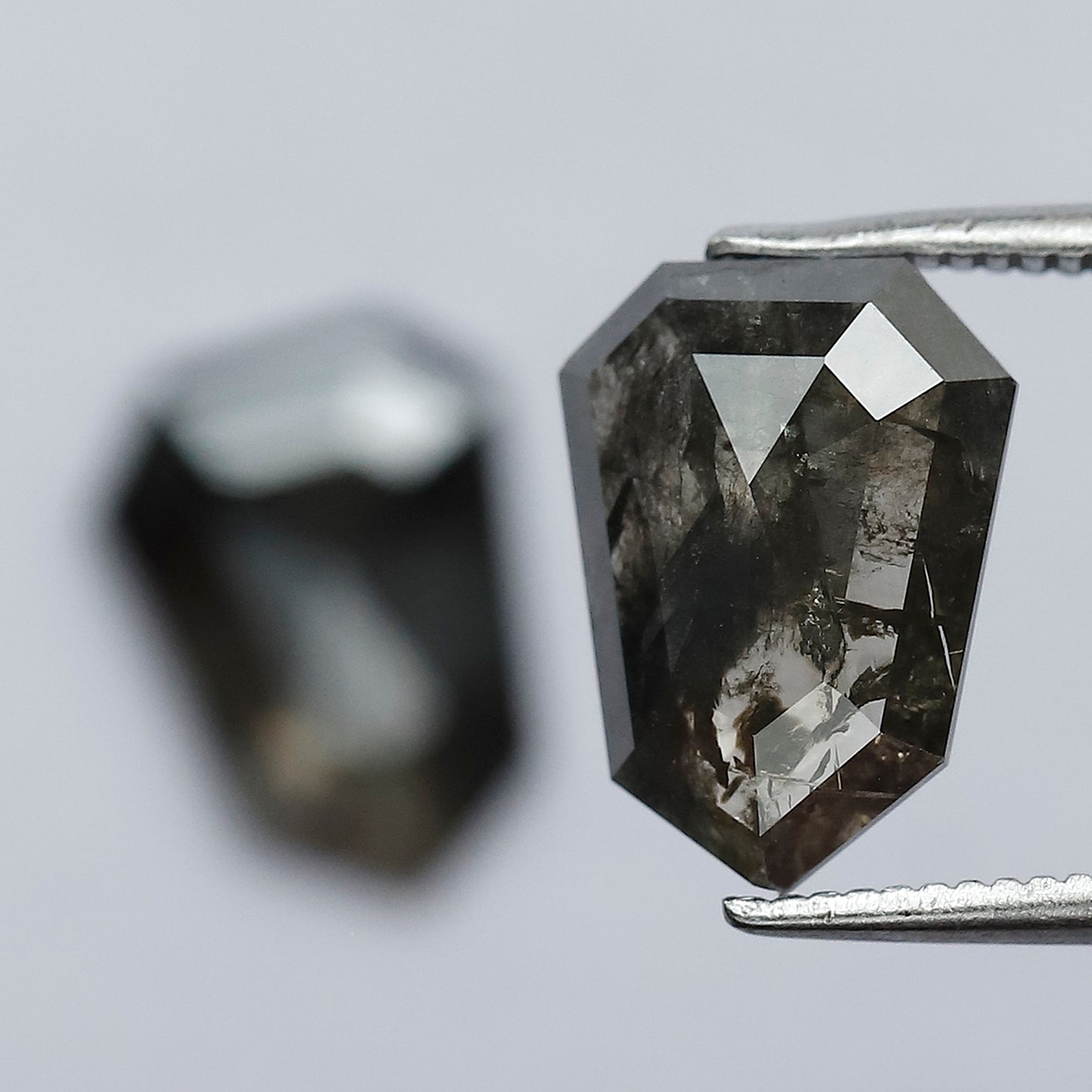 3.31 CT Fancy Brownish Black Geometric Shape Glaring Faceted Flat Back Salt and Pepper Diamond Ideal for Making Vintage Style Earrings