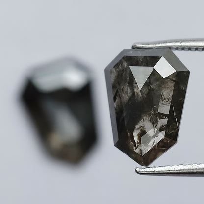 3.31 CT Fancy Brownish Black Geometric Shape Glaring Faceted Flat Back Salt and Pepper Diamond Ideal for Making Vintage Style Earrings