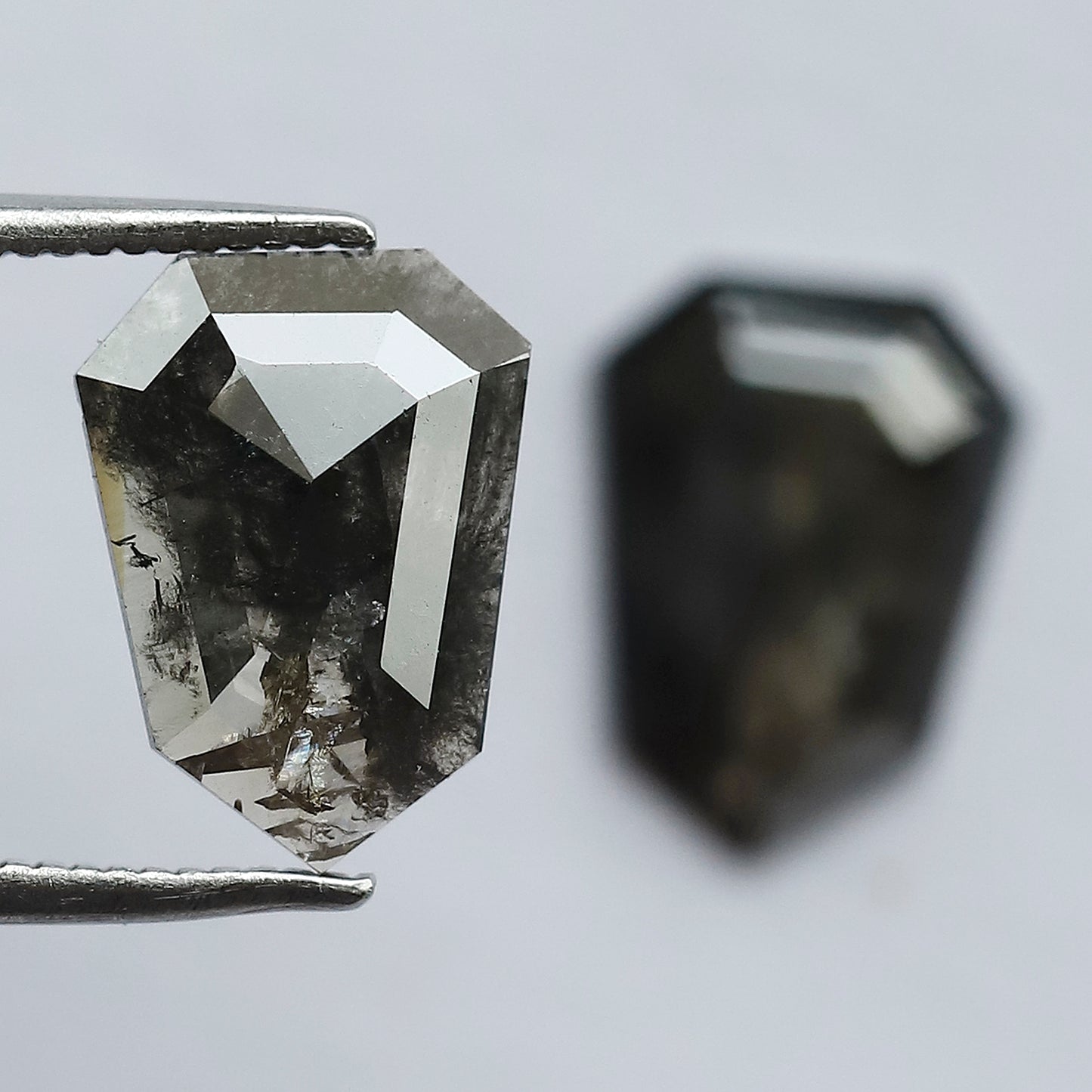 3.31 CT Fancy Brownish Black Geometric Shape Glaring Faceted Flat Back Salt and Pepper Diamond Ideal for Making Vintage Style Earrings