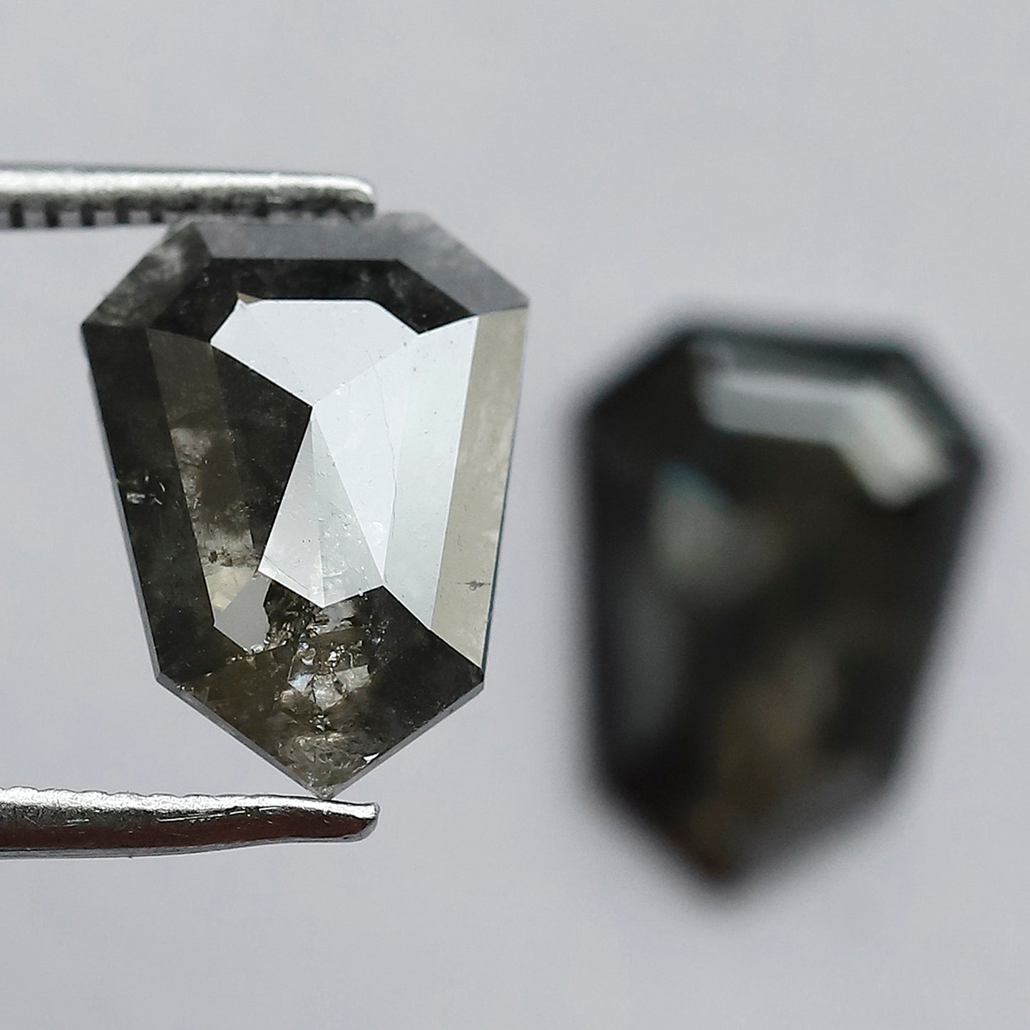 3.31 CT Fancy Brownish Black Geometric Shape Glaring Faceted Flat Back Salt and Pepper Diamond Ideal for Making Vintage Style Earrings