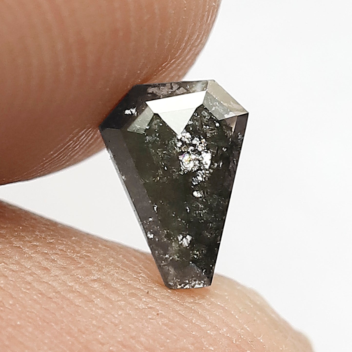 0.45 CT Geometric cut Salt and Pepper Diamond, 6.70 mm Natural Gray Black Loose Earth Mined Diamond For Custom Jewelry
