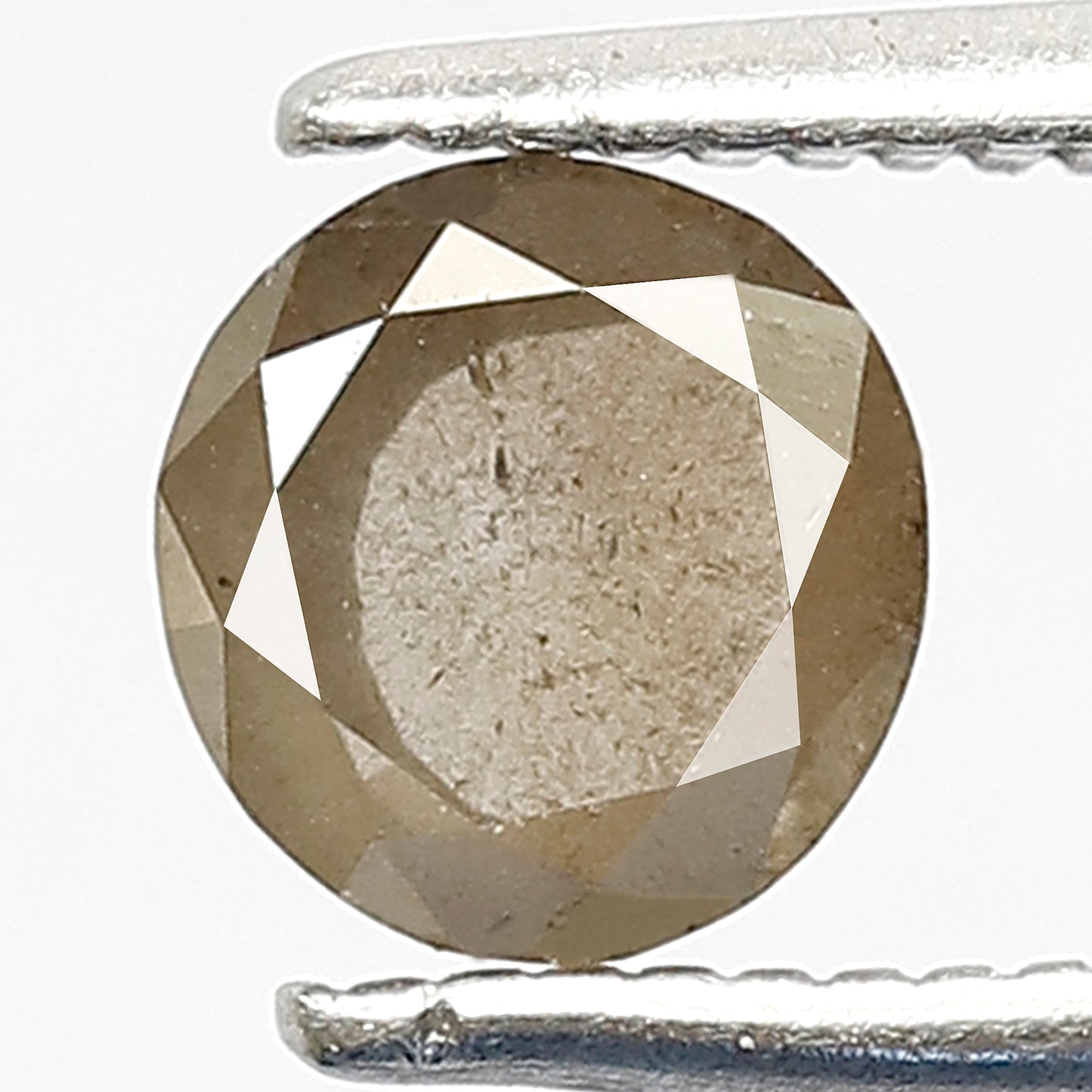 0.69 CT Oval Shape Salt and Pepper Diamond, 5.40 x 5.20 mm Natural Yellowish Translucent Loose Ethical Diamond For Wedding Ring