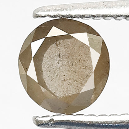 0.69 CT Oval Shape Salt and Pepper Diamond, 5.40 x 5.20 mm Natural Yellowish Translucent Loose Ethical Diamond For Wedding Ring