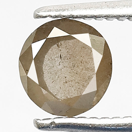 0.69 CT Oval Shape Salt and Pepper Diamond, 5.40 x 5.20 mm Natural Yellowish Translucent Loose Ethical Diamond For Wedding Ring
