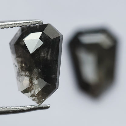 3.31 CT Fancy Brownish Black Geometric Shape Glaring Faceted Flat Back Salt and Pepper Diamond Ideal for Making Vintage Style Earrings