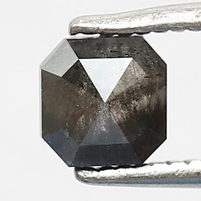 0.57 Ct Asscher Cut Loose Diamond, Natural Gray Black Salt and Pepper Diamond, Ethical Conflict Free Diamond for Custom Ring Jewelry