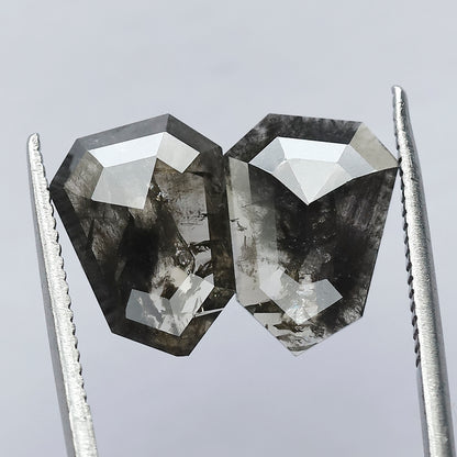 3.31 CT Fancy Brownish Black Geometric Shape Glaring Faceted Flat Back Salt and Pepper Diamond Ideal for Making Vintage Style Earrings