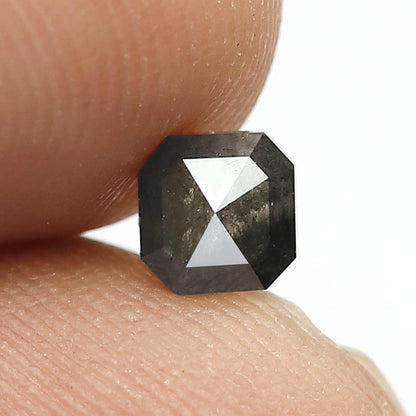 0.57 Ct Asscher Cut Loose Diamond, Natural Gray Black Salt and Pepper Diamond, Ethical Conflict Free Diamond for Custom Ring Jewelry