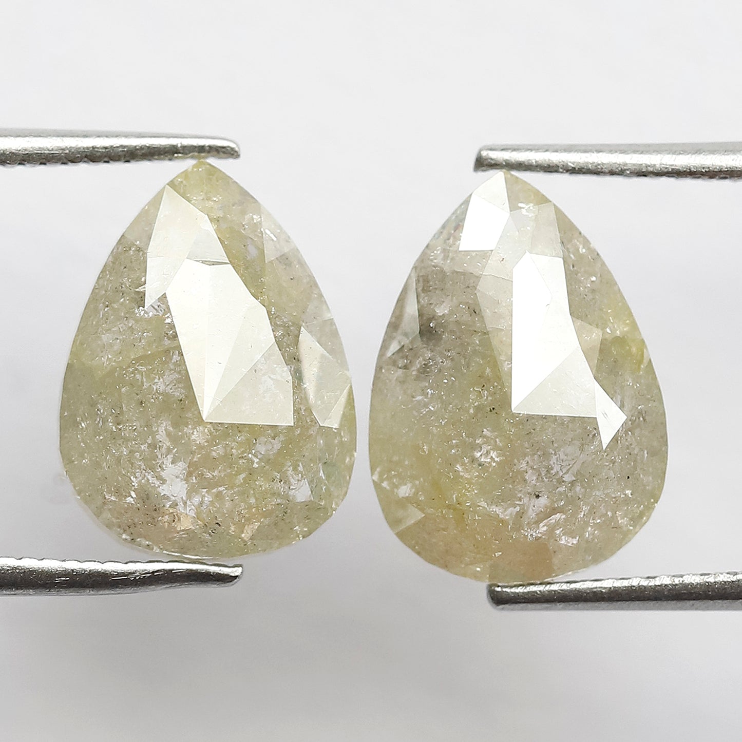 5.88 CT Twin Pair of Fancy Greenish Grey Pear Shape Diamond 12 MM Polished Salt and Pepper Perfect For Making Stunning Diamond Stud Earrings