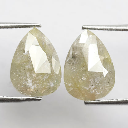 5.88 CT Twin Pair of Fancy Greenish Grey Pear Shape Diamond 12 MM Polished Salt and Pepper Perfect For Making Stunning Diamond Stud Earrings
