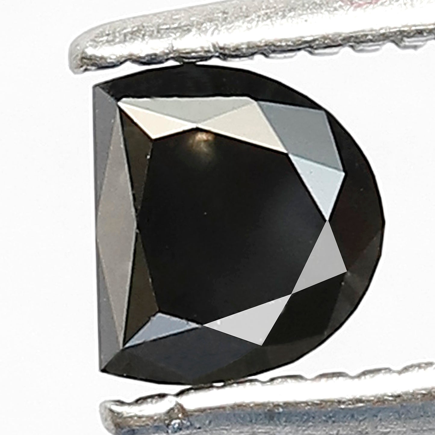0.53 CT Gray Black Half Moon cut Loose Diamond, 4.10 x 4.50 mm Natural Salt and Pepper Diamond