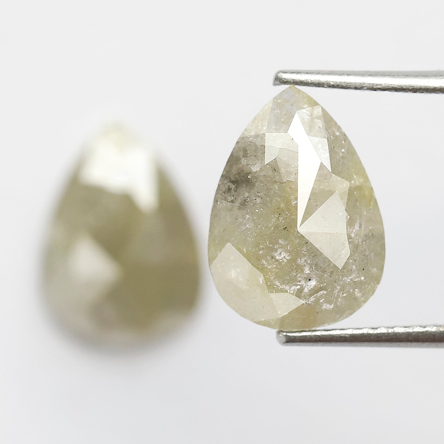 5.88 CT Twin Pair of Fancy Greenish Grey Pear Shape Diamond 12 MM Polished Salt and Pepper Perfect For Making Stunning Diamond Stud Earrings