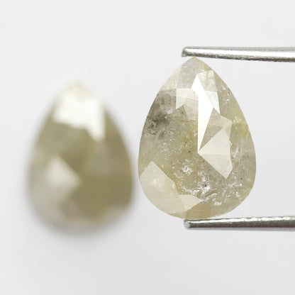 5.88 CT Twin Pair of Fancy Greenish Grey Pear Shape Diamond 12 MM Polished Salt and Pepper Perfect For Making Stunning Diamond Stud Earrings